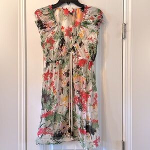 Milly Cabana Floral Multicolor Tie Swim Cover Up Size Small